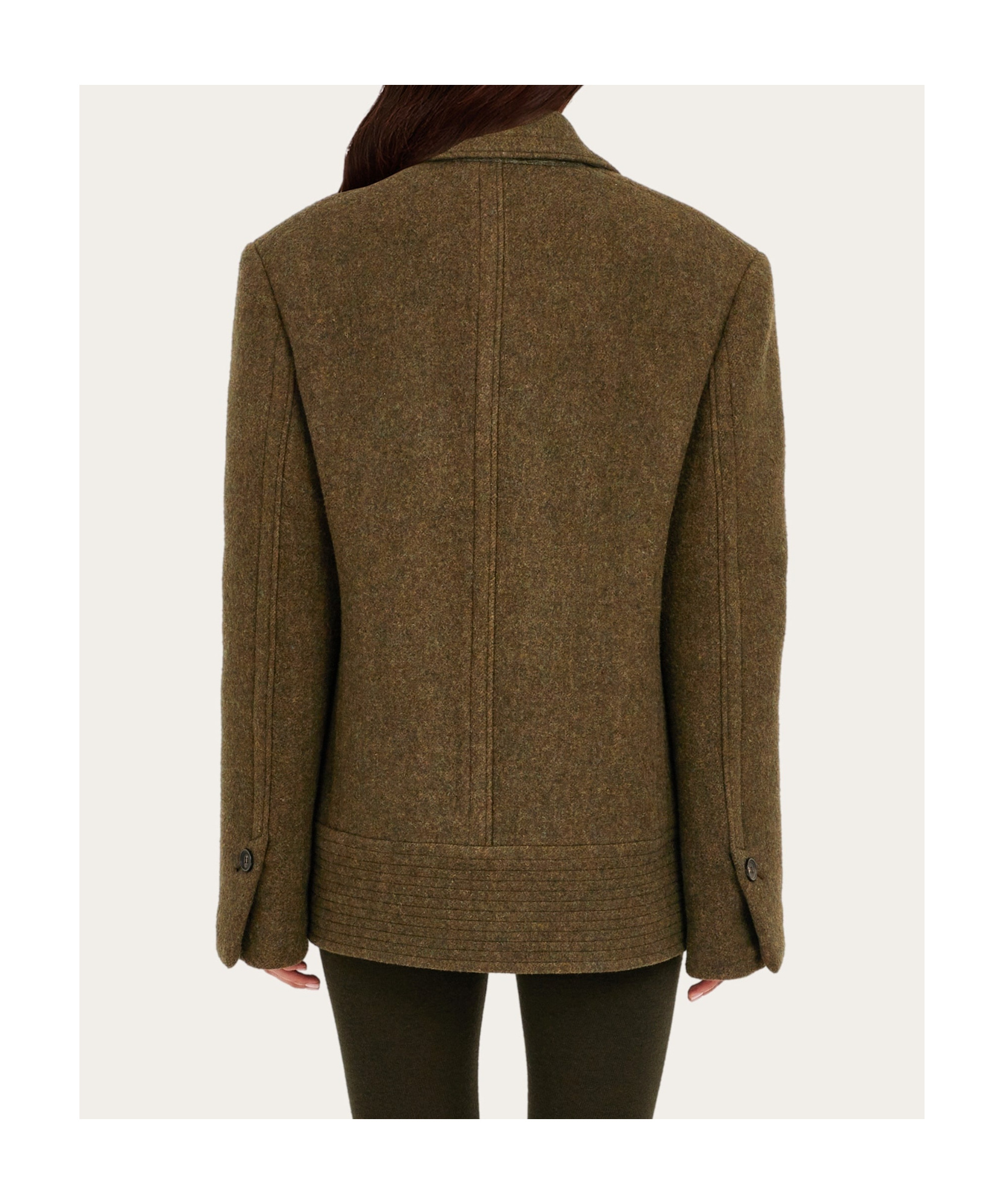 Ferragamo Double Wool And Cashmere Peacoat In Green