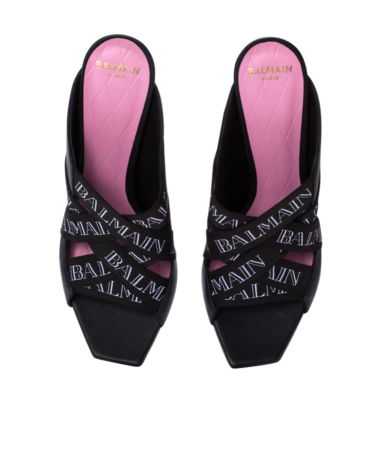 Balmain Square-headed High-heeled Sandals In Black