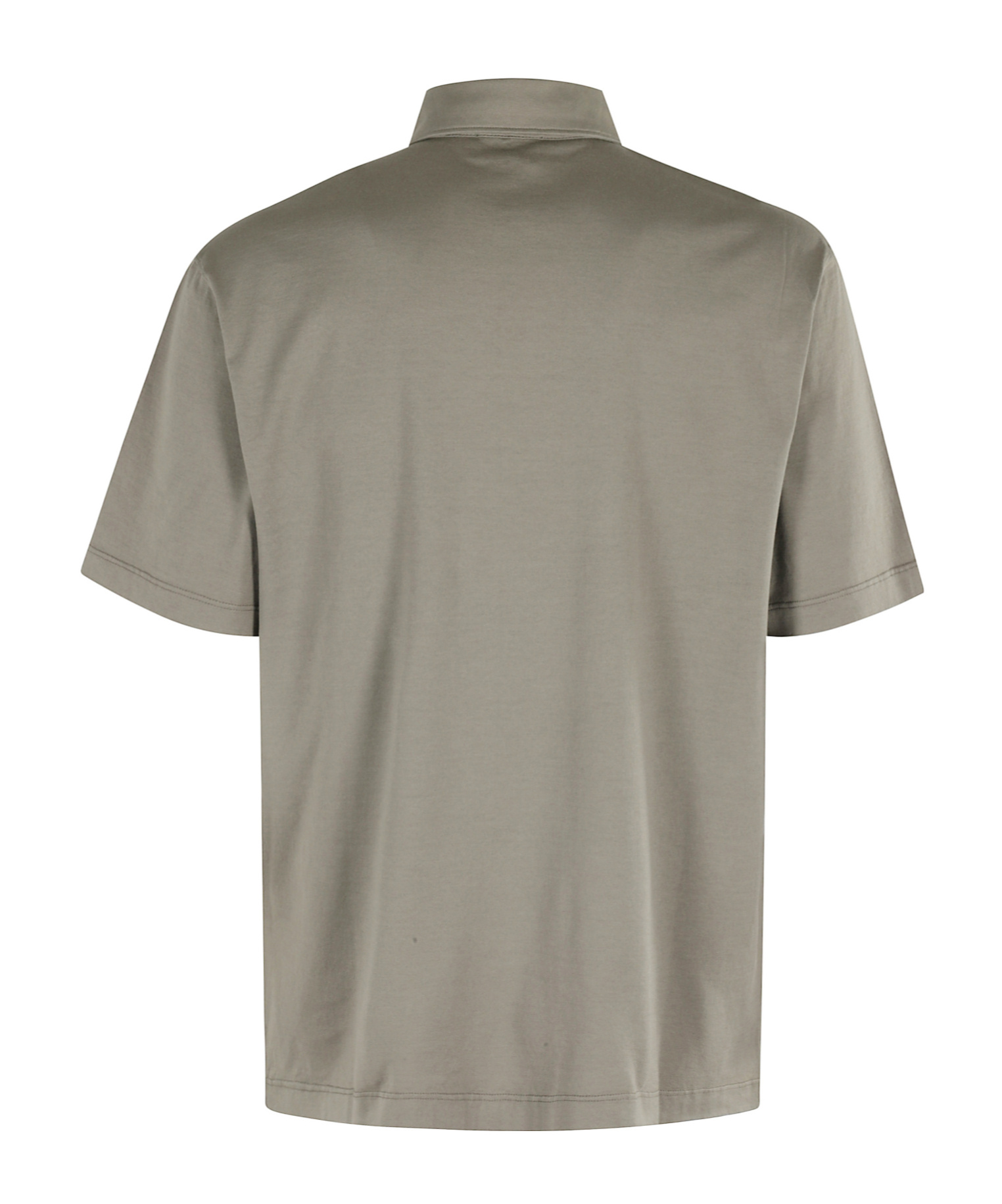 Roberto Collina Military Green Polo Shirt With Buttoned Collar In Gray