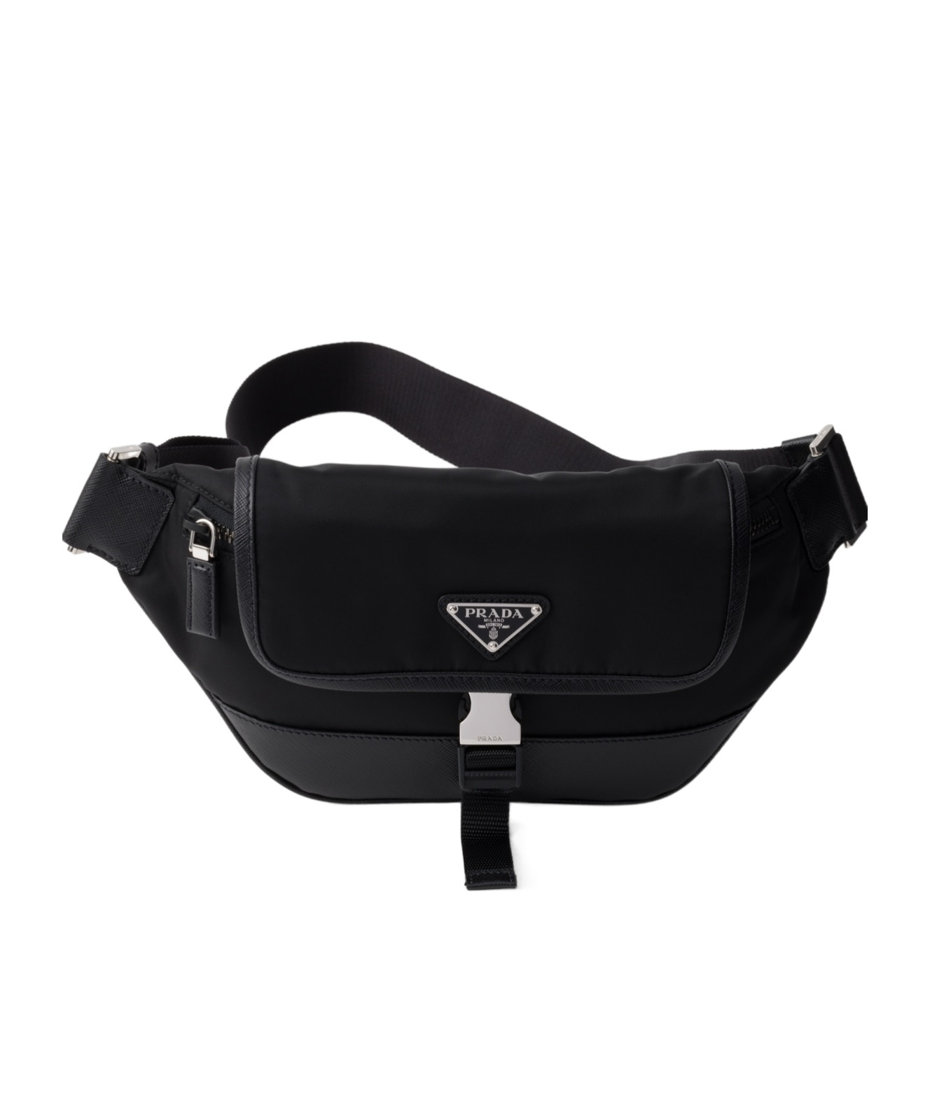 Prada Re-nylon And Saffiano Leather Shoulder Bag In Black