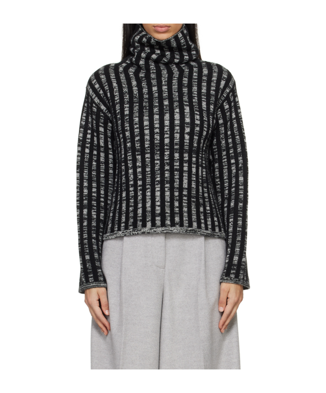 Joseph Stripes Animation Turtleneck Sweater In Black