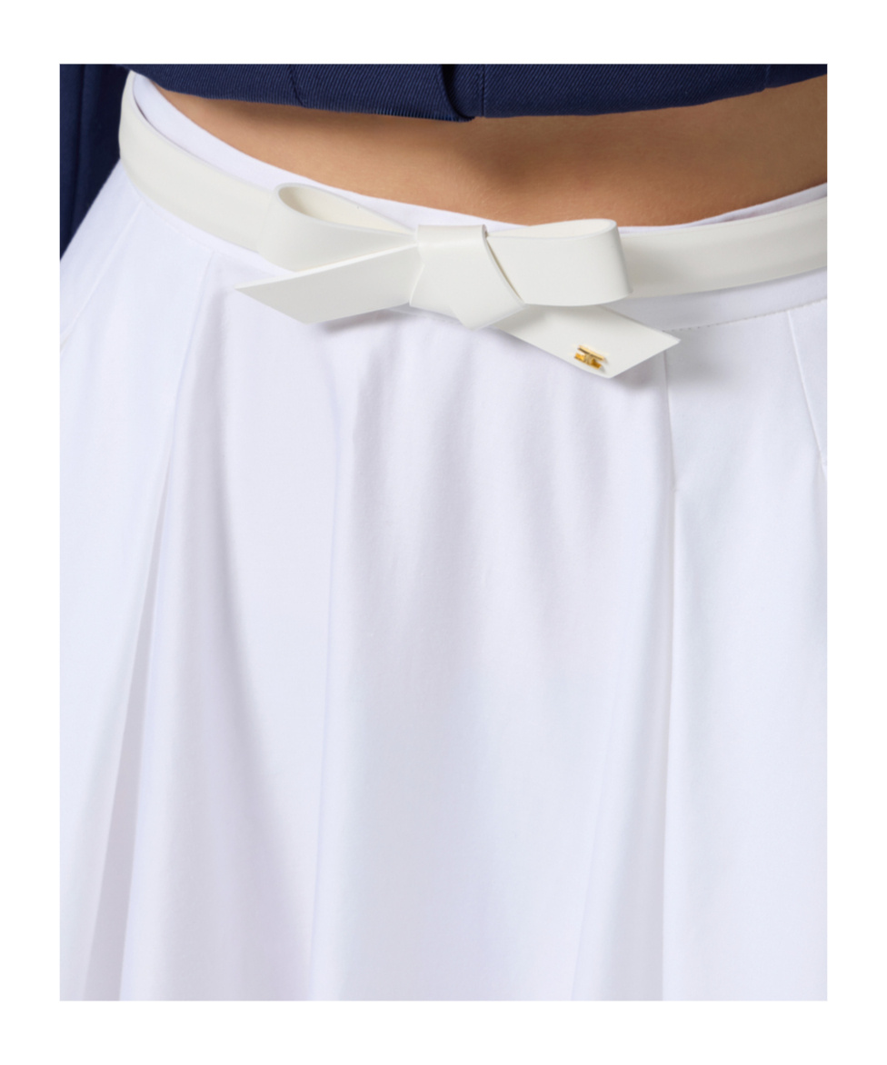 Elisabetta Franchi Satin Skirt With Belt In White