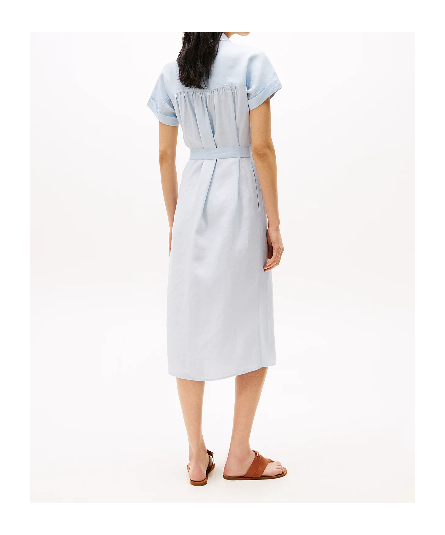 Tommy Hilfiger Pure Linen Midi Shirt Dress In White