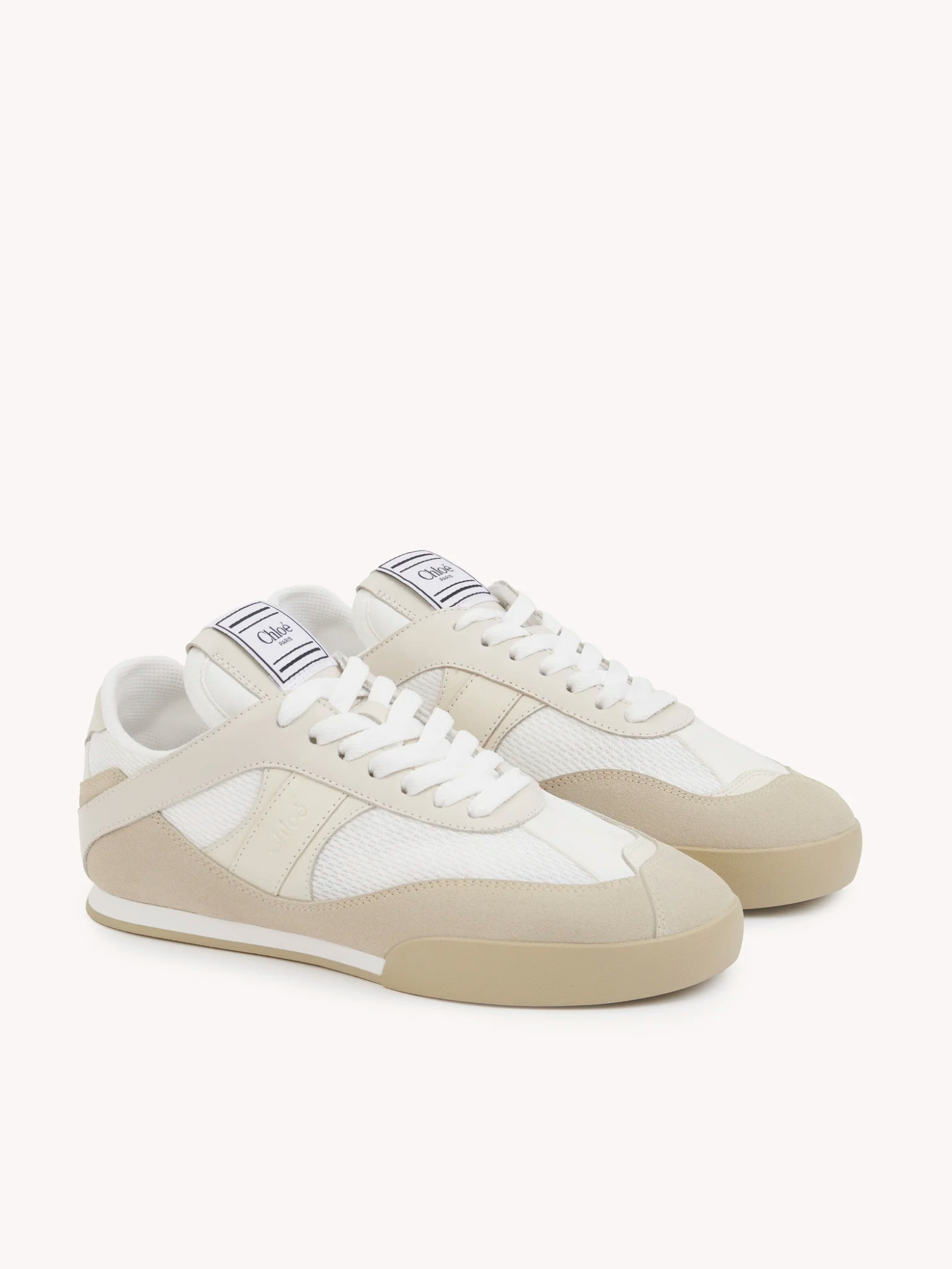 Chloé Low-top Sneakers With Rubber Sole And Mesh In Neutral