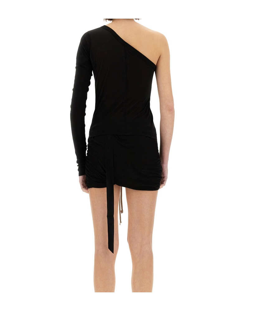 Rick Owens Drkshdw Ziggy Asymmetric-neckline Long-sleeve T-shirt In Black