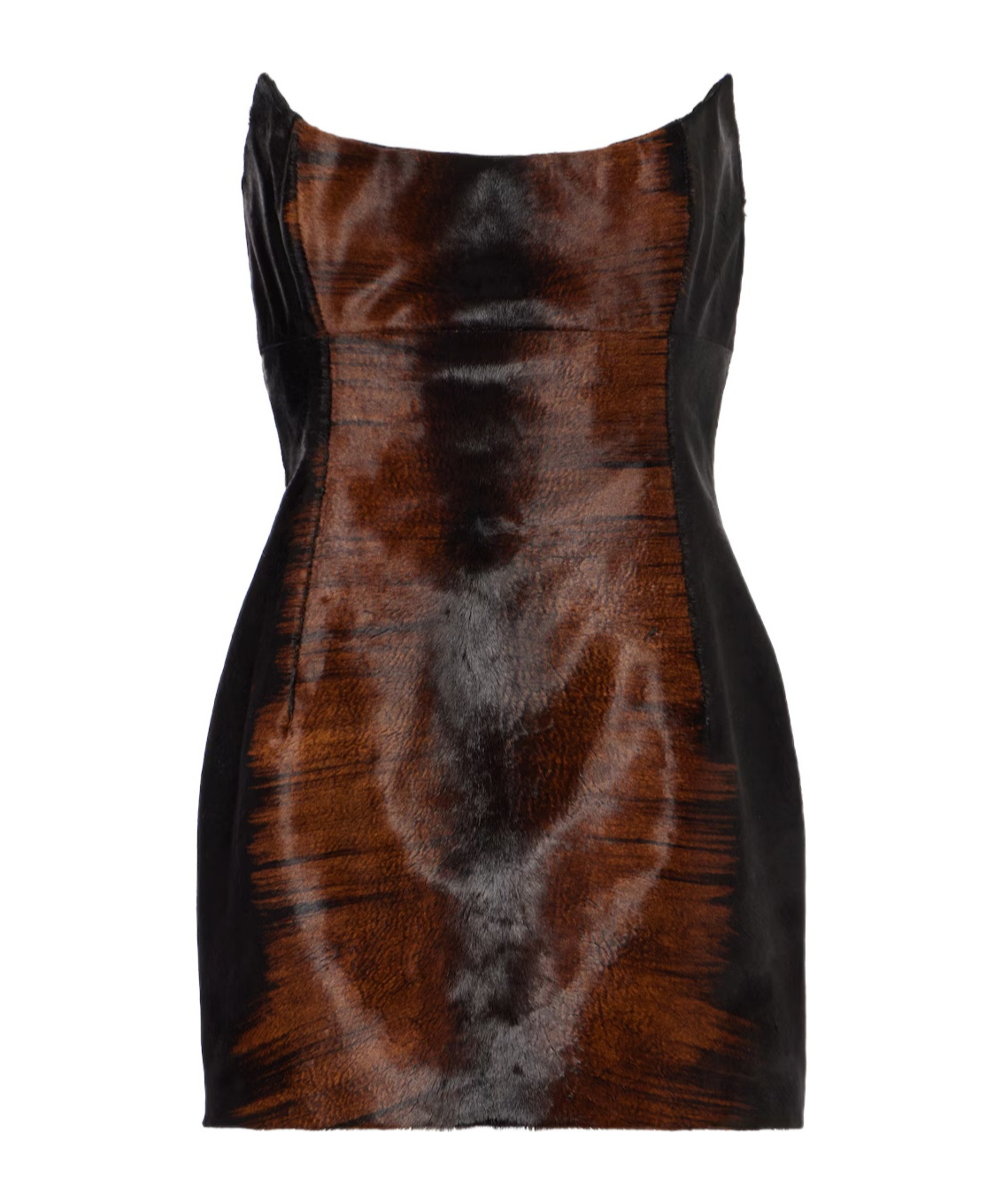 Magda Butrym Calfhair Bustier Dress In Brown