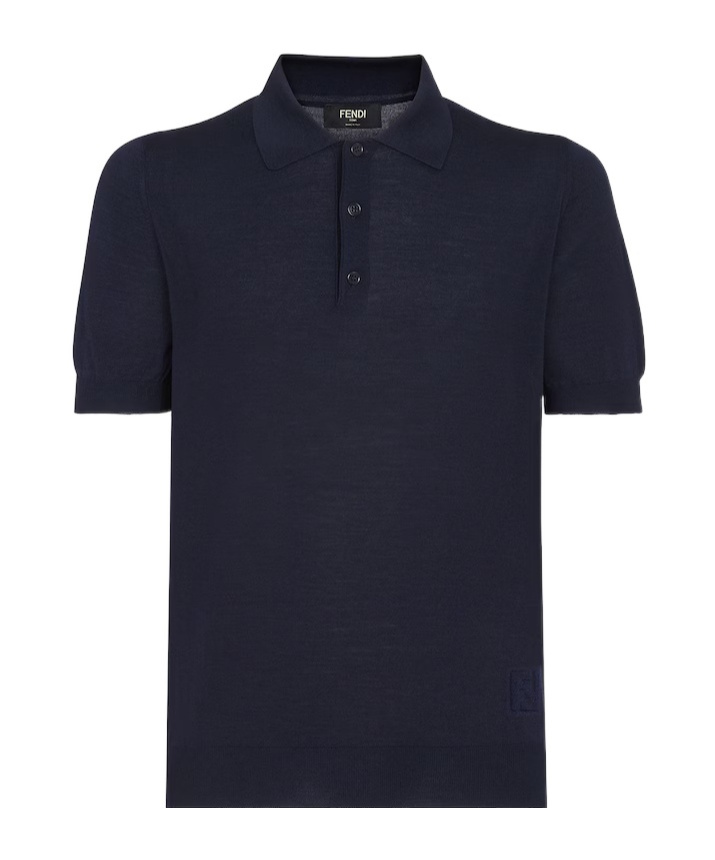 Fendi Wool Knitted Polo Shirt In Black