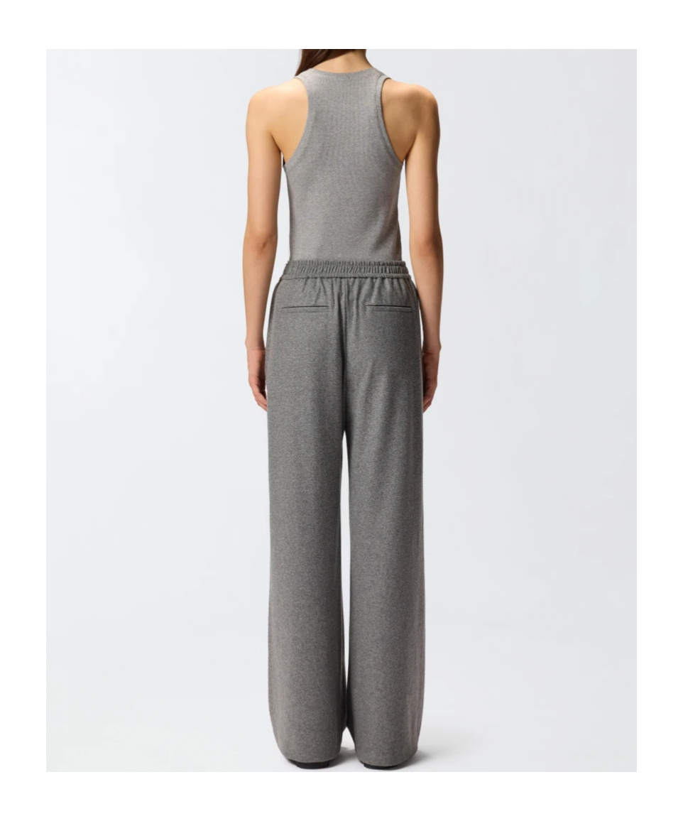 Pinko Long Wide-leg Wool-blend Trousers In Gray