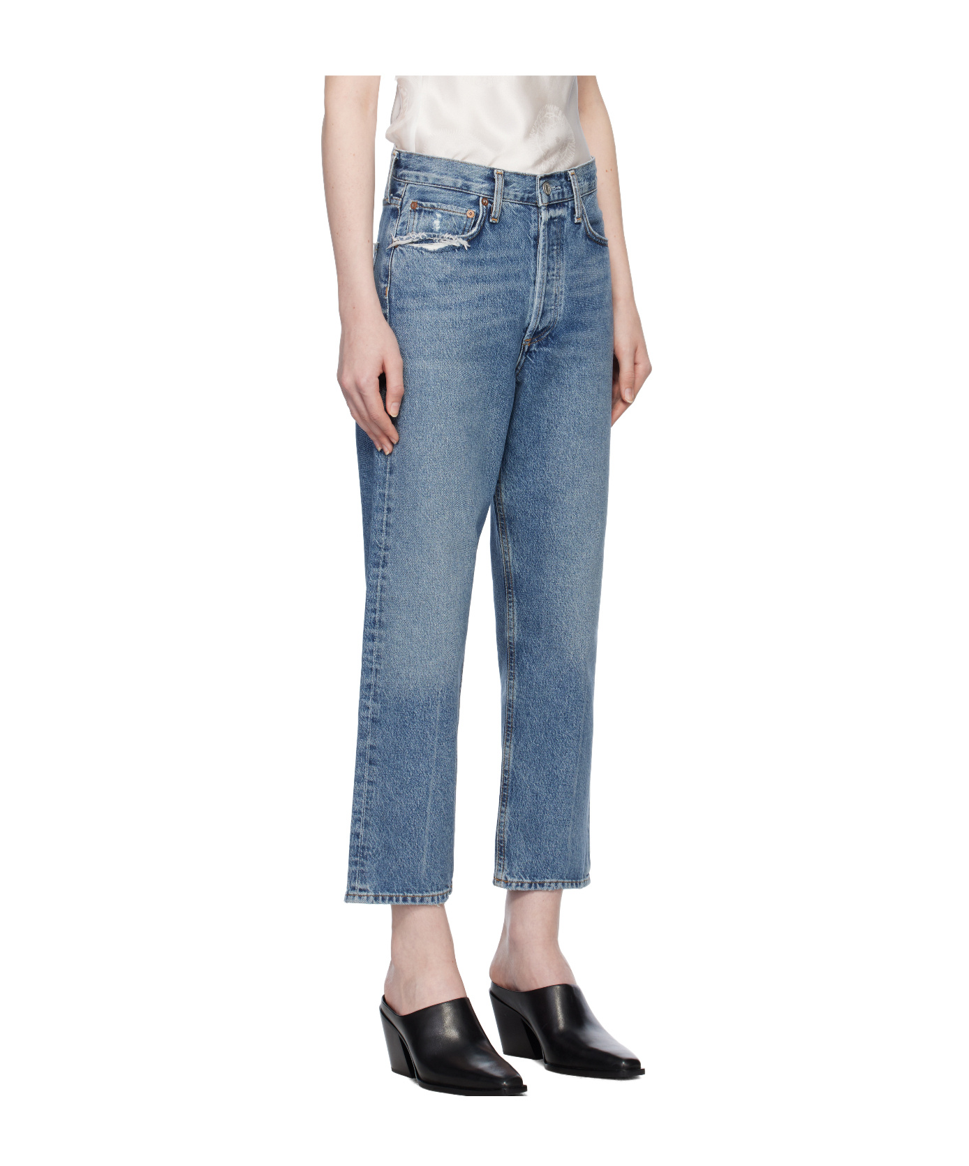 Agolde Five Pocket Denim Trousers In Blue