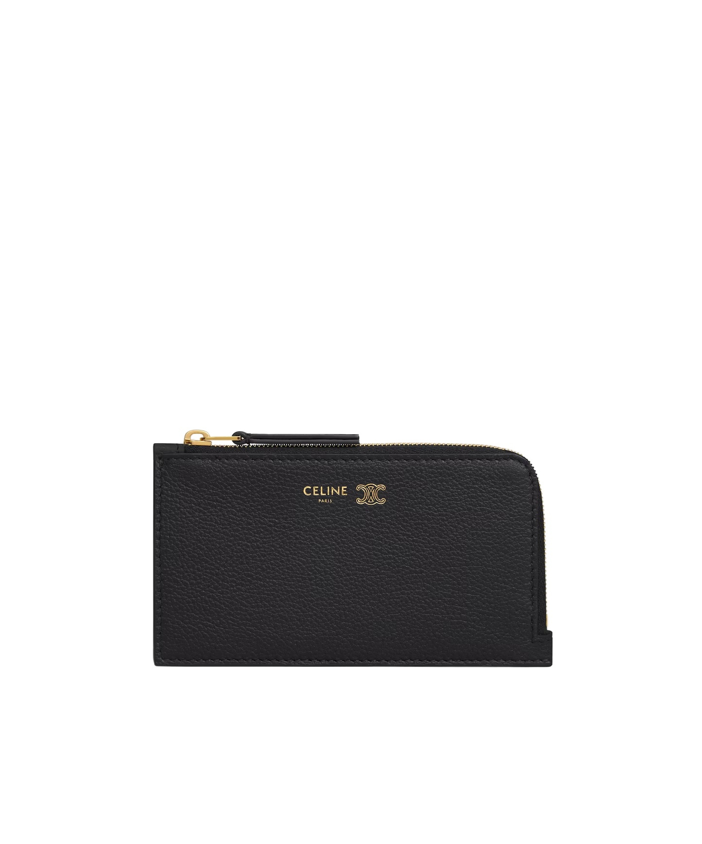 Celine Long Zipped Card Holder In Supple Grained Calfskin