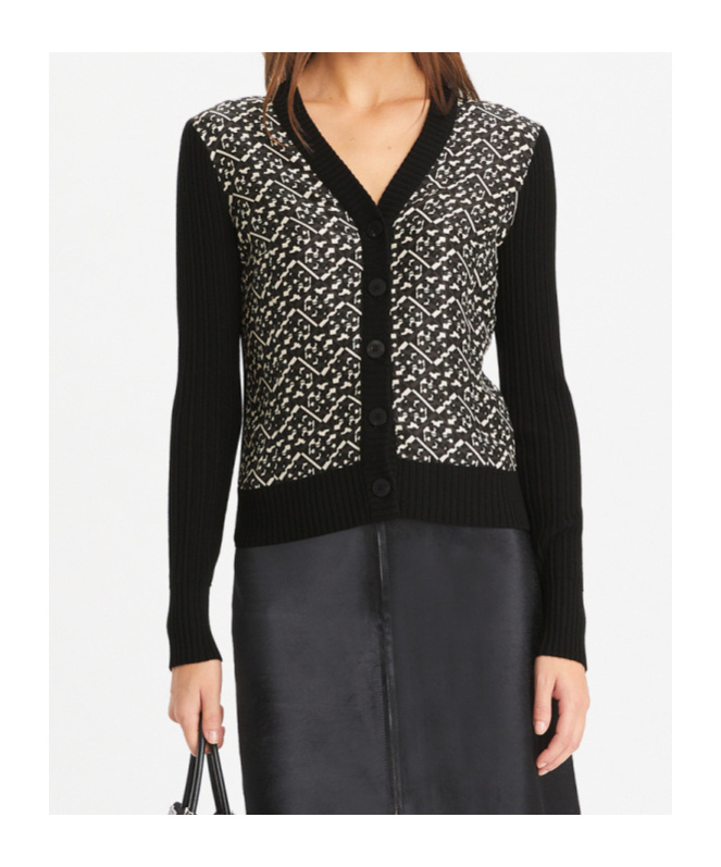 Tory Burch Wool Cardigan With Front In Black