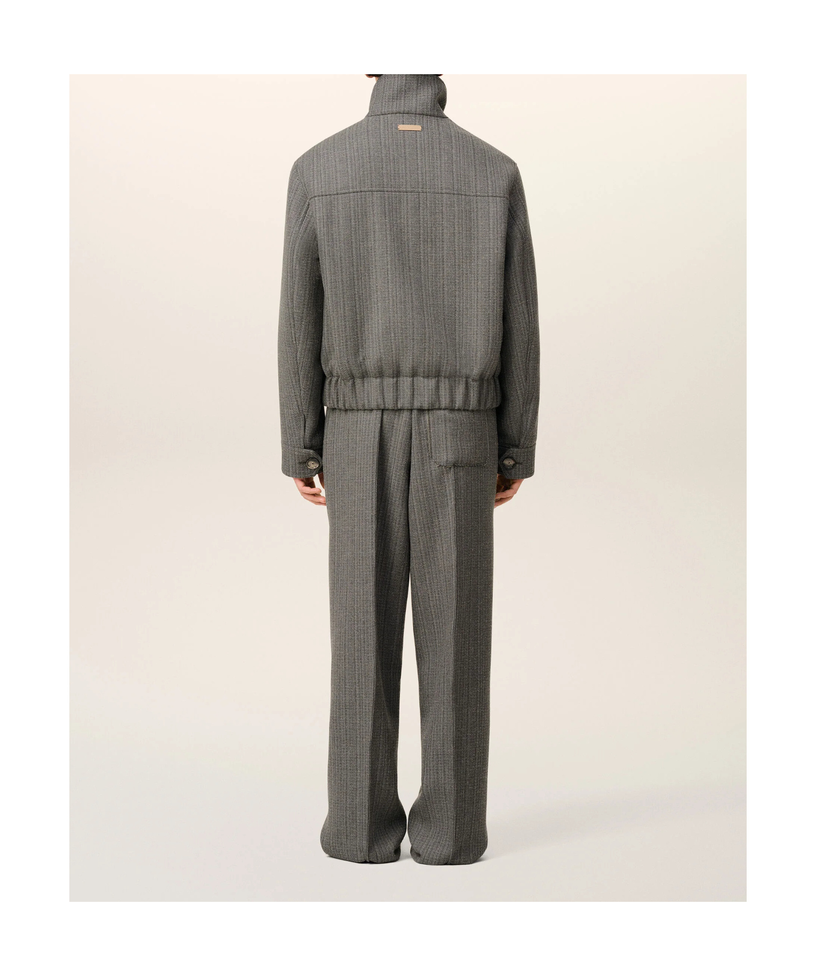 Ami Alexandre Mattiussi Grey Wool Herringbone Harrington Jacket Grey In Gray