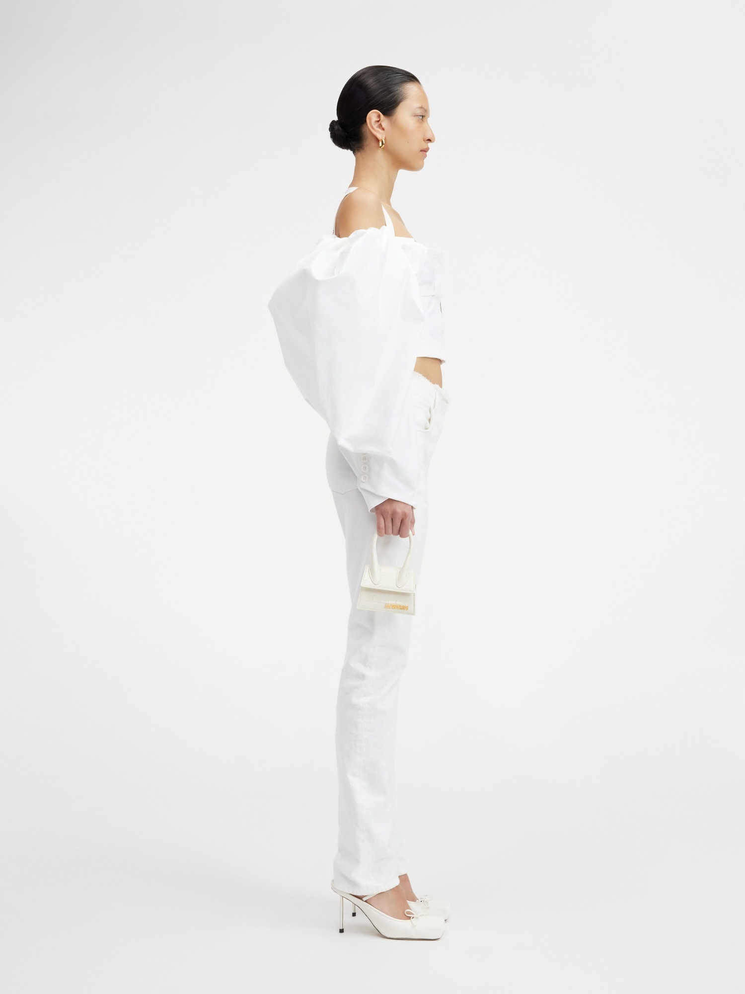 Jacquemus Belt Ring Denim Trousers In White