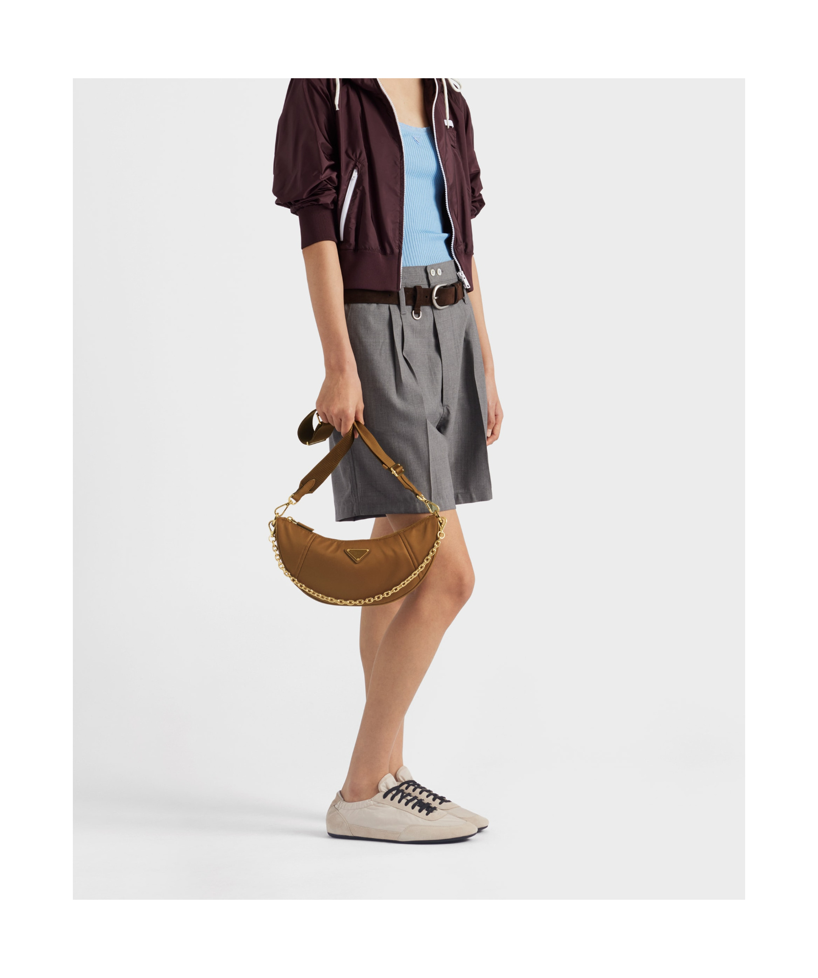 Prada Womens Brown Re-nylon Brand-plaque Shoulder Bag In Brown