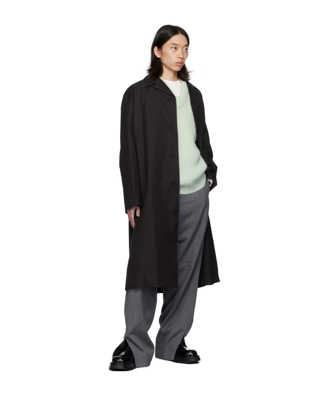 Jil Sander Buttoned-up Midi-coat In Black