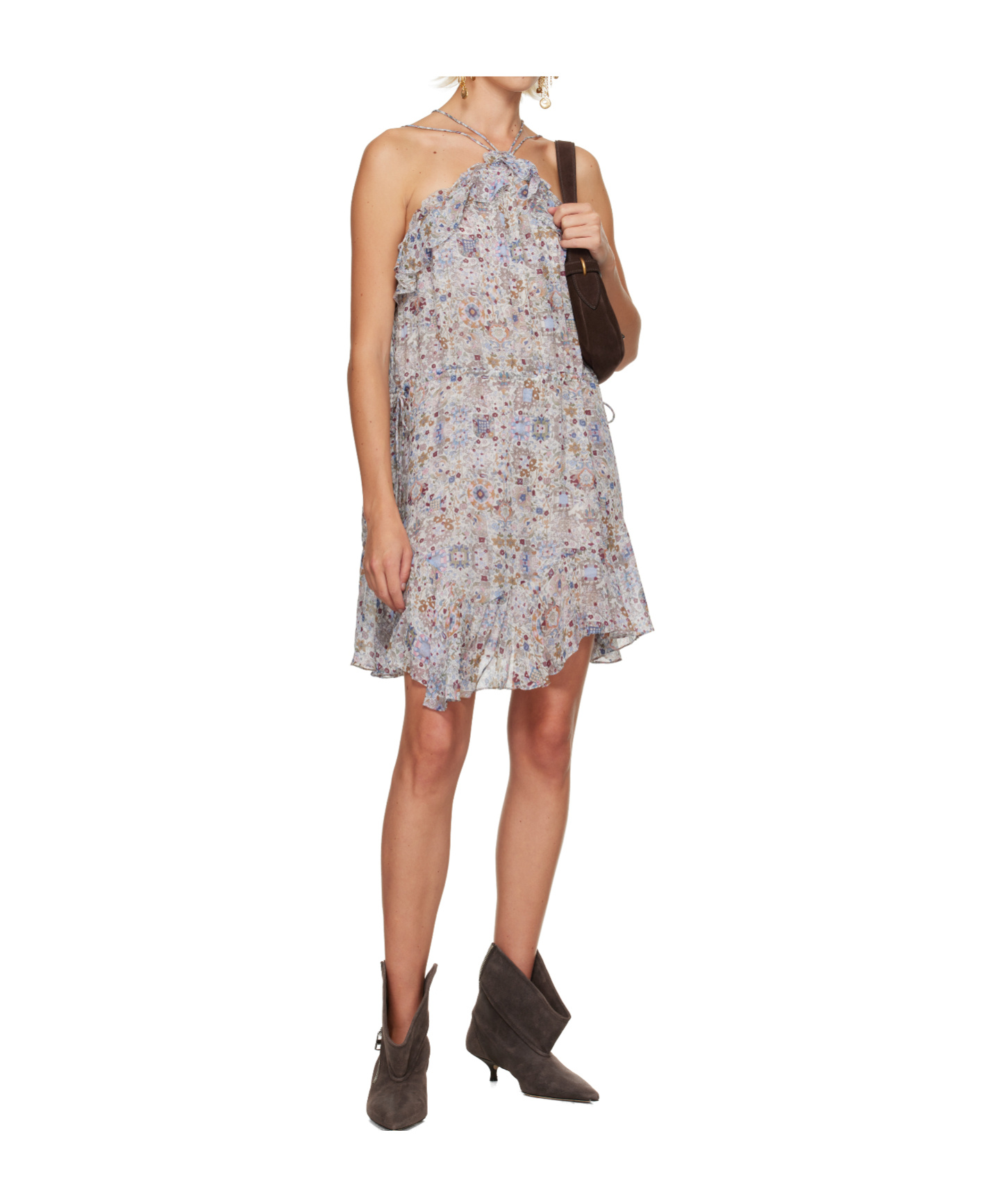 Isabel Marant Étoile Multicolor Betty Minidress In Gray