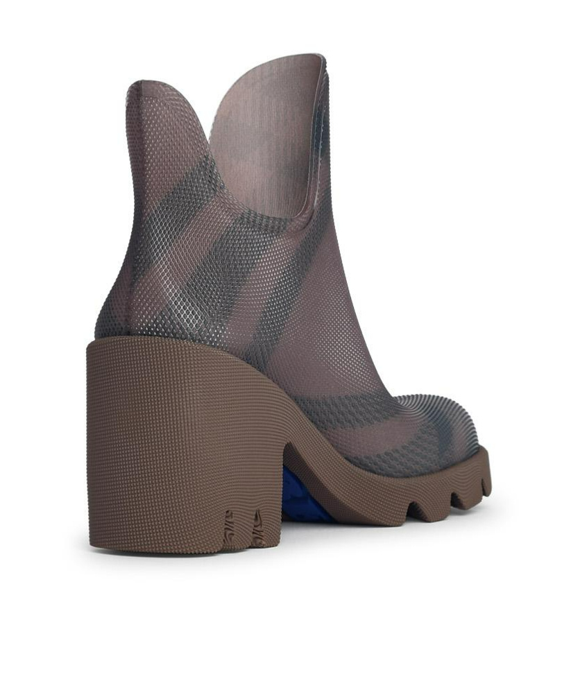 Burberry Chunky Heel Checkered Rubber Ankle Boots In Gray