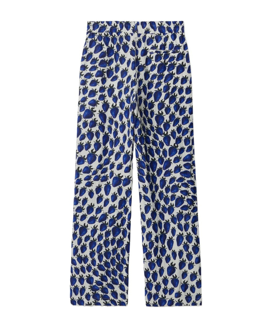 Burberry Strawberry-print Straight Trousers In Blue