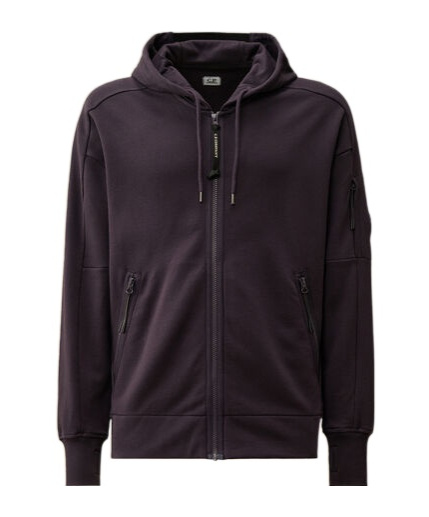 C.p. Company C.p.company Diagonal Raised Fleece Full Zip Hooded Sweatshirt In Black