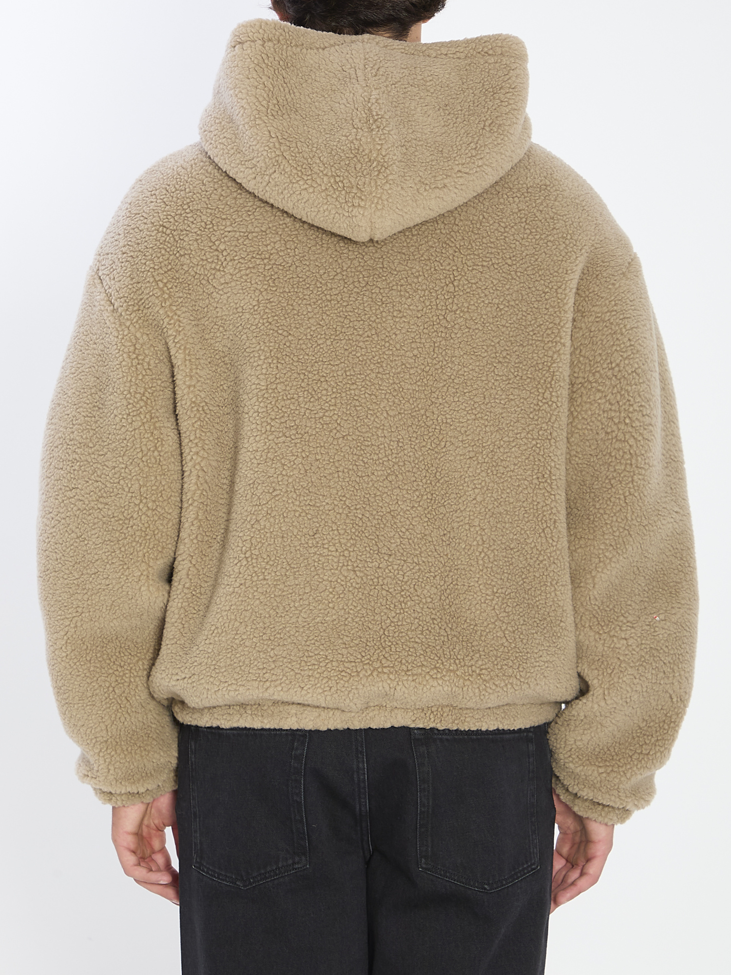Celine Hooded Jacket In Wool And Cotton Fleece In Brown