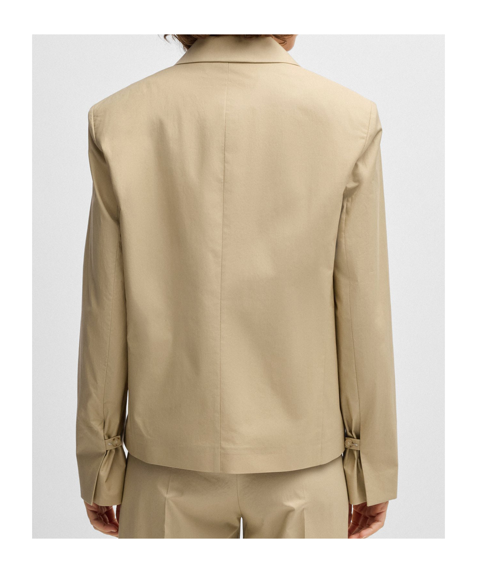 Hugo Boss Single-button Blazer In Airy Stretch Cotton In Nude