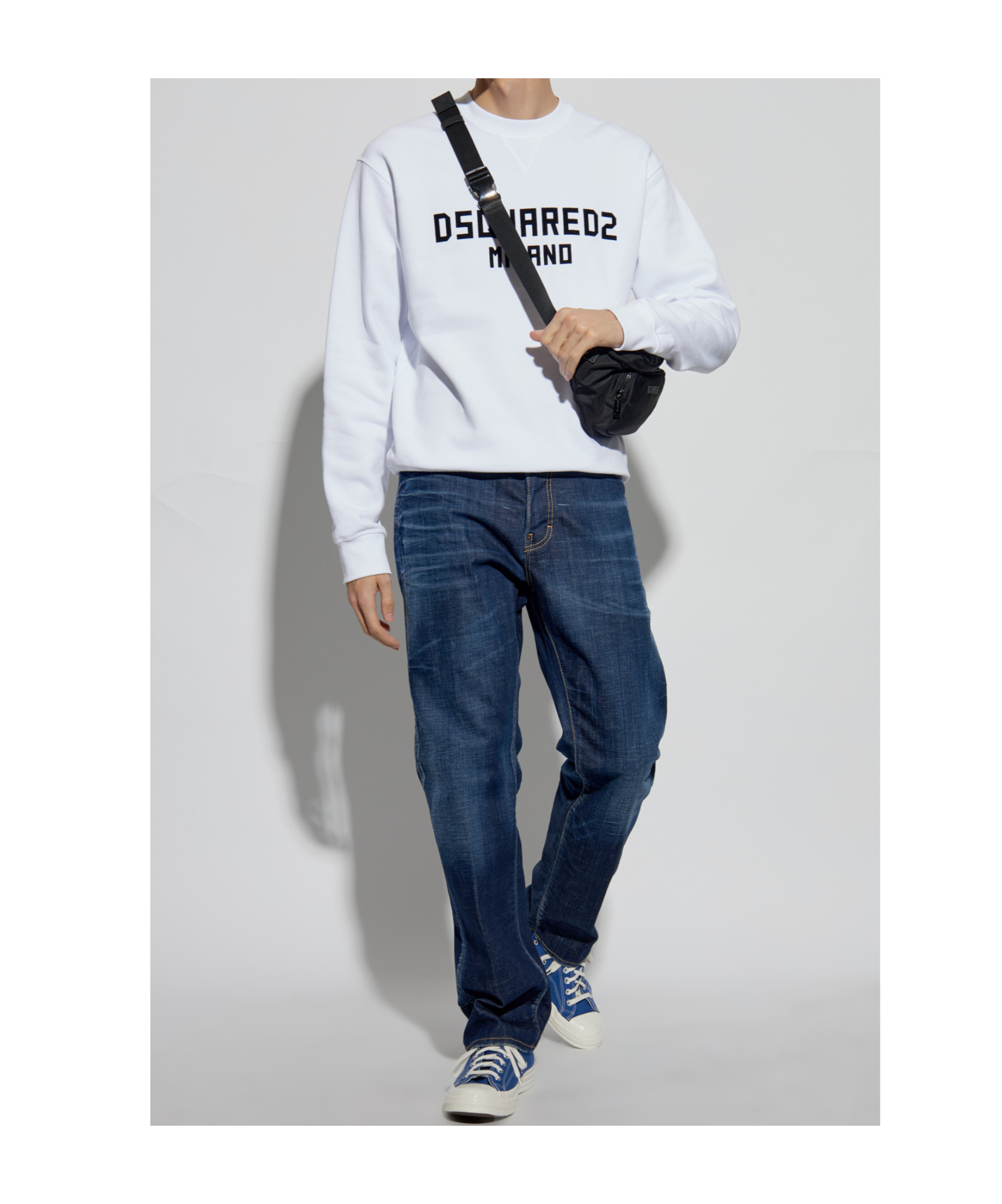 Dsquared2 Straight Leg Stretch Denim Jeans With Vintage Finish In Blue