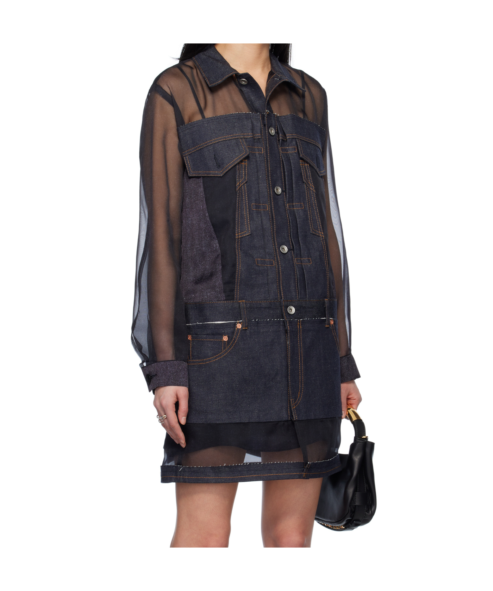 Sacai Denim Dress In Black