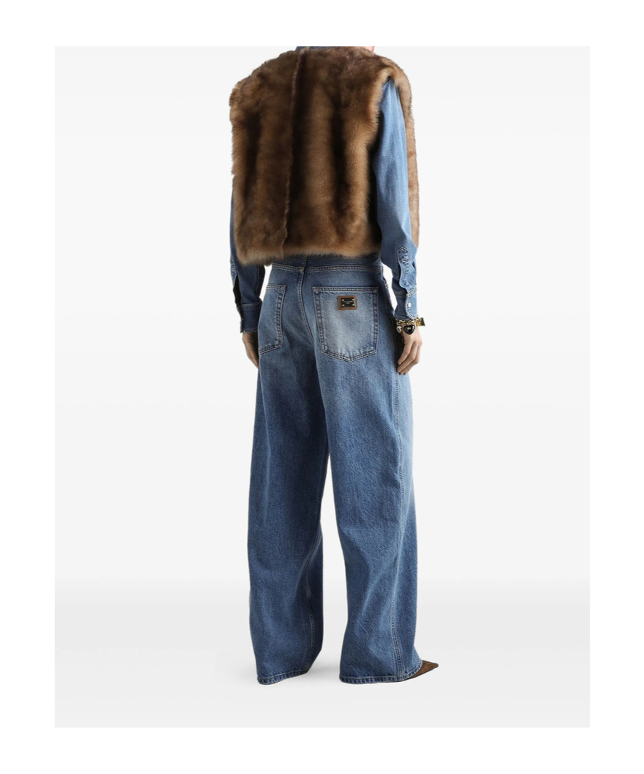 Dolce & Gabbana Blue Five Pocket Jeans With Metallic Logo Patch On The Back In Denim Woman In Blue