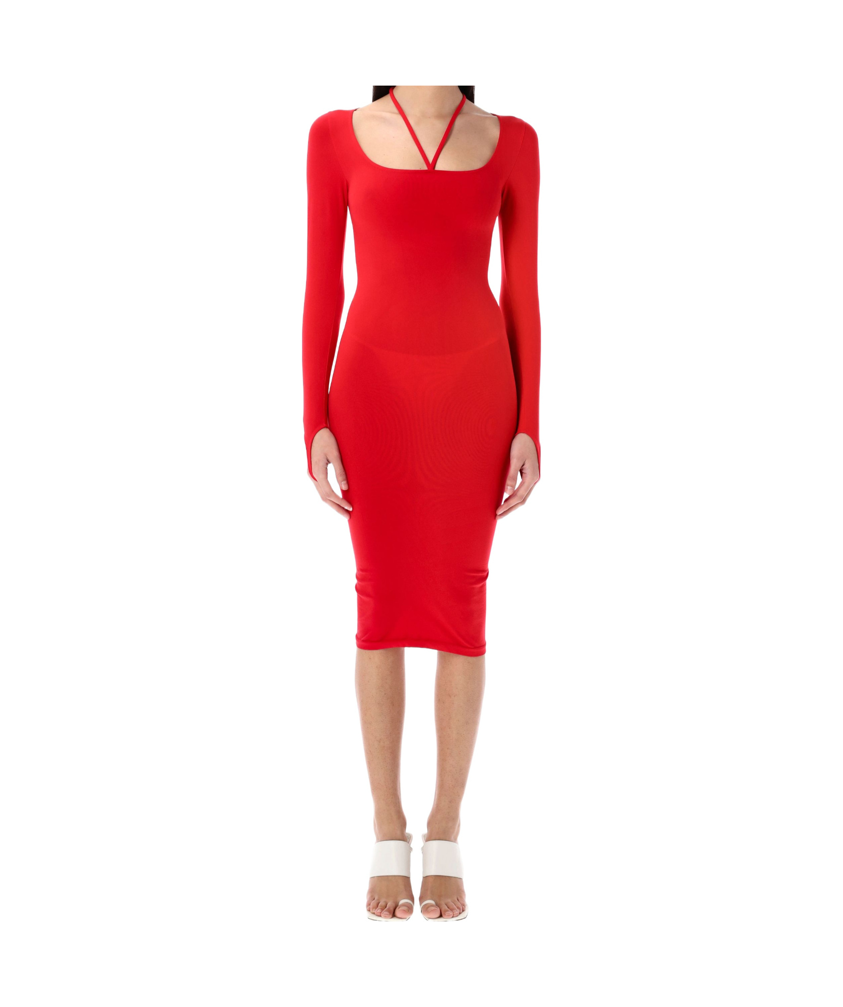 Andreädamo Andreadamo Sculpting Jersey Midi Gown In Orange