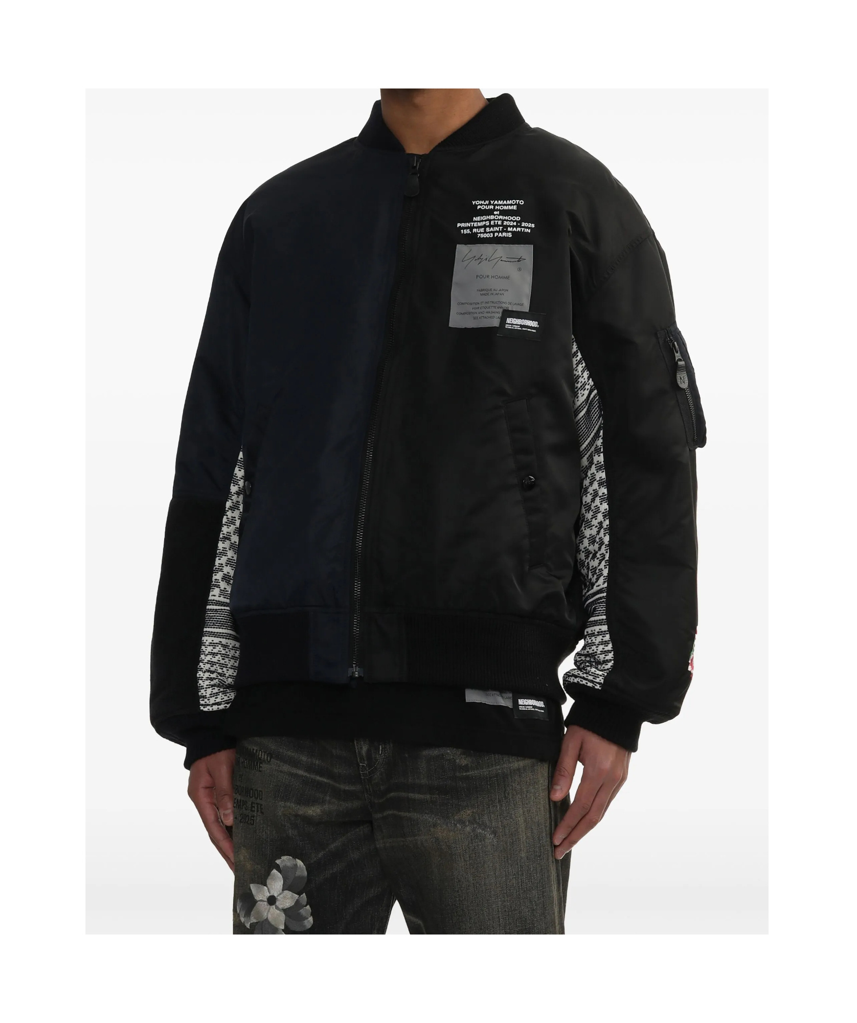 Yohji Yamamoto Black Neighborhood Edition Ma-1 Bomber Jacket In Black