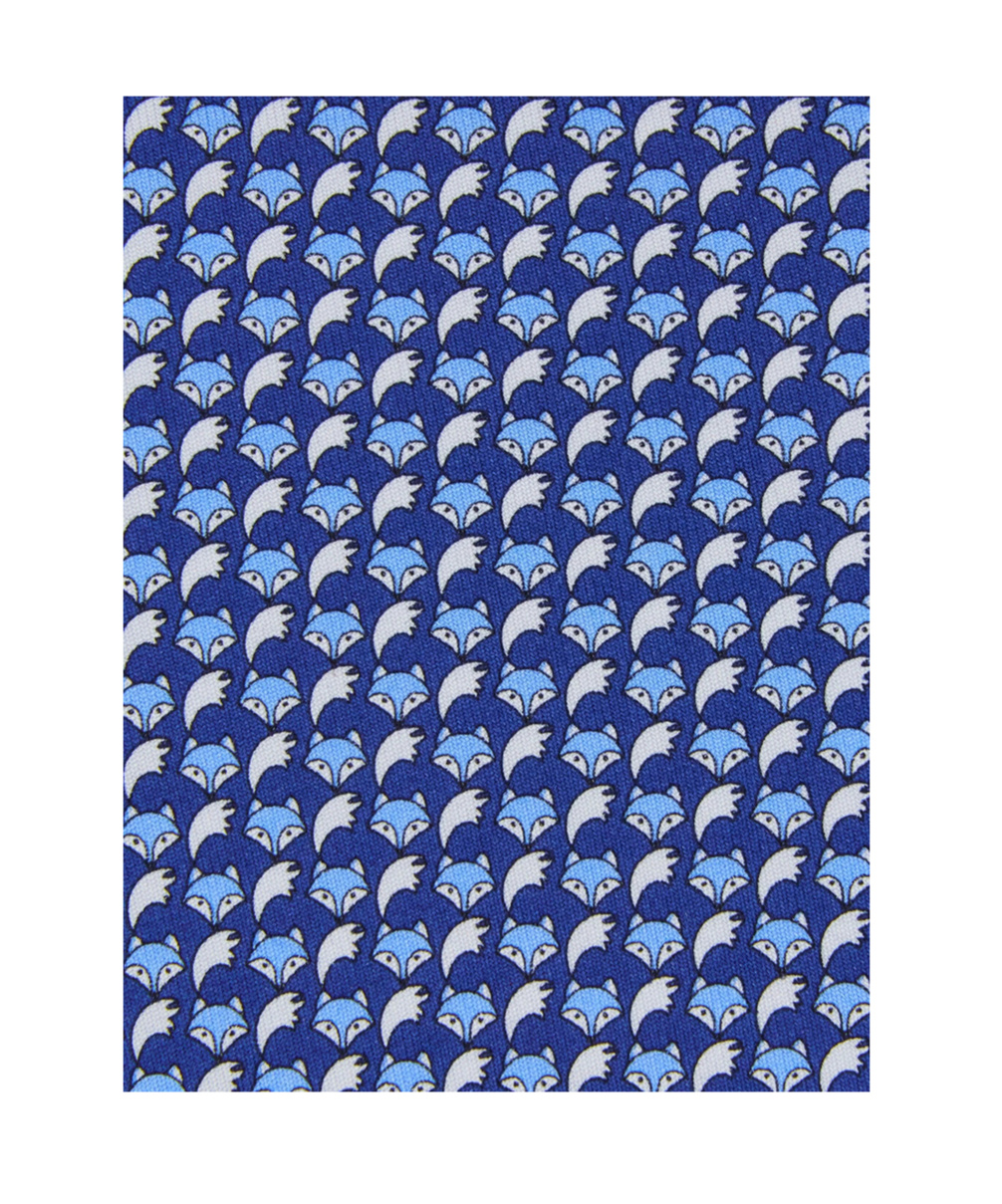Ferragamo Fox Pattern Tie In Blue