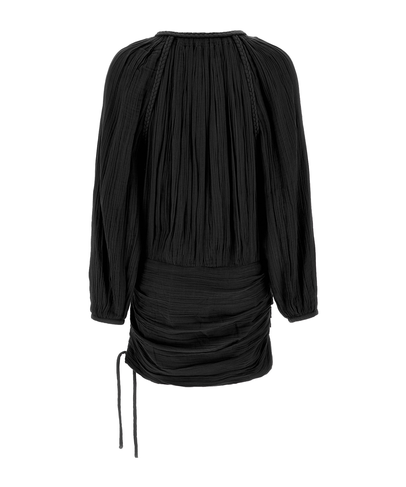 Isabel Marant Dress Drawstring Trimmed Sleeves Pleats In Black