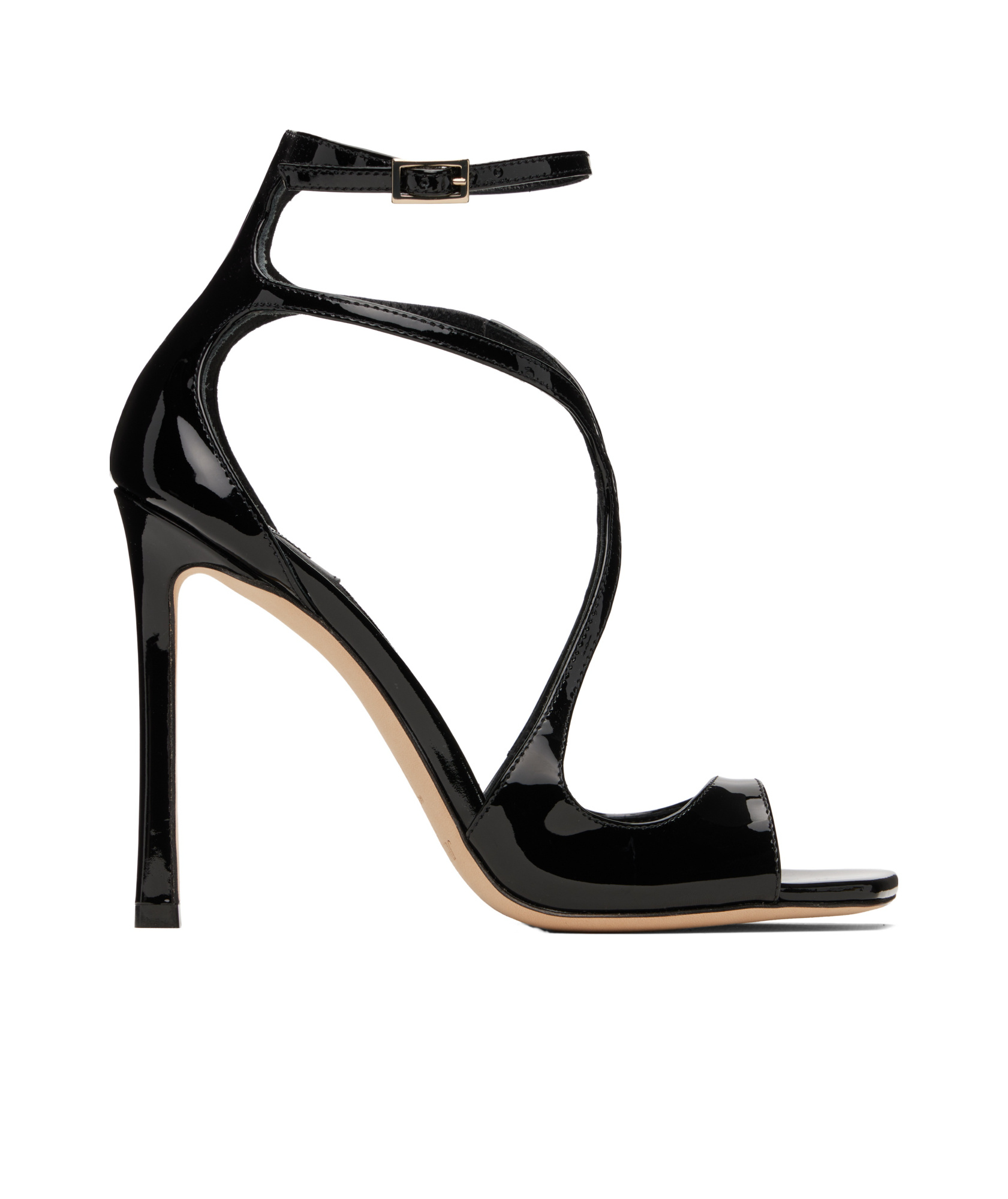 Jimmy Choo Womens Black Azia 110 Strappy Patent Leather Sandals In Black