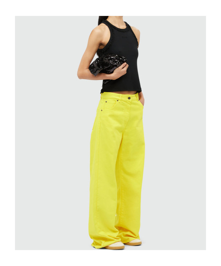 Msgm Logo-embroidered Tank Top In Black