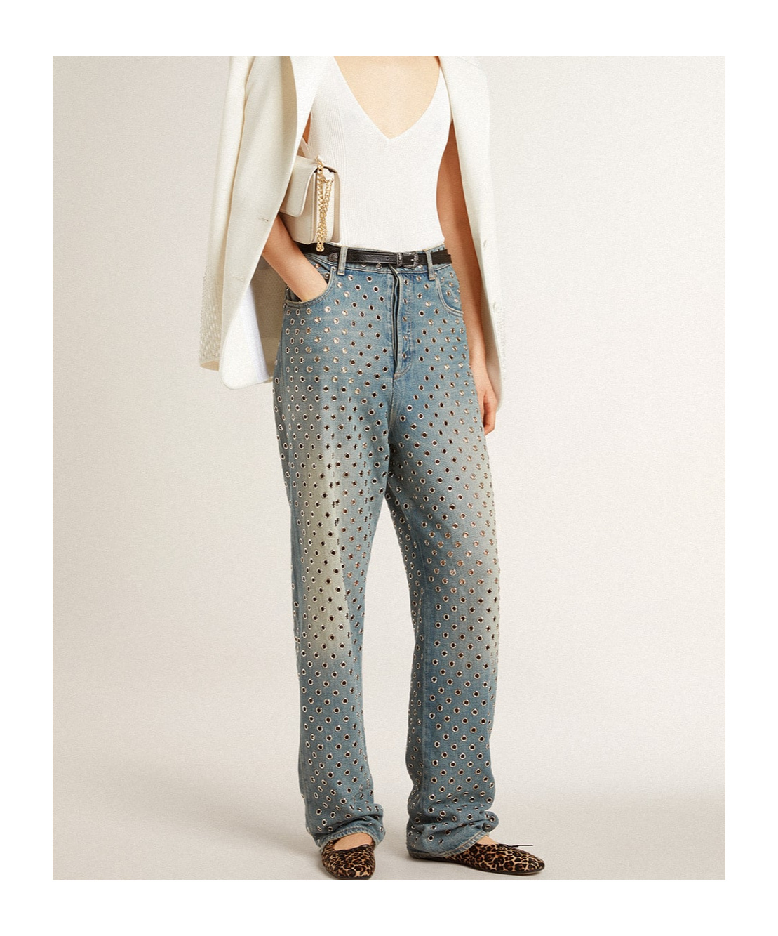 Golden Goose Eye Stud Jeans In Gray