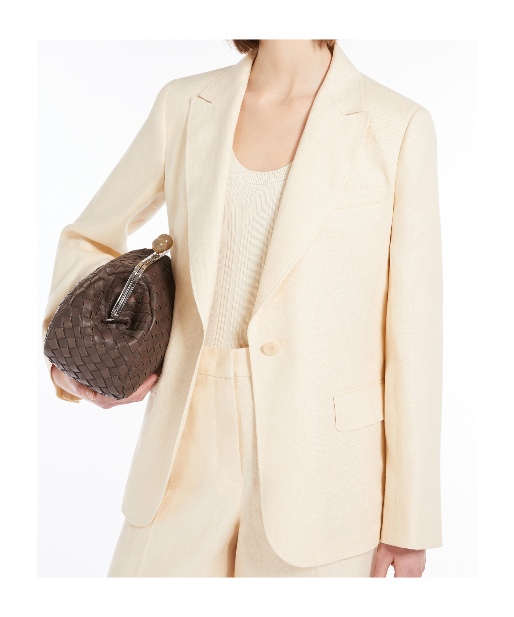 Weekend Max Mara Natural Stretch Wool Blazer In Ivory