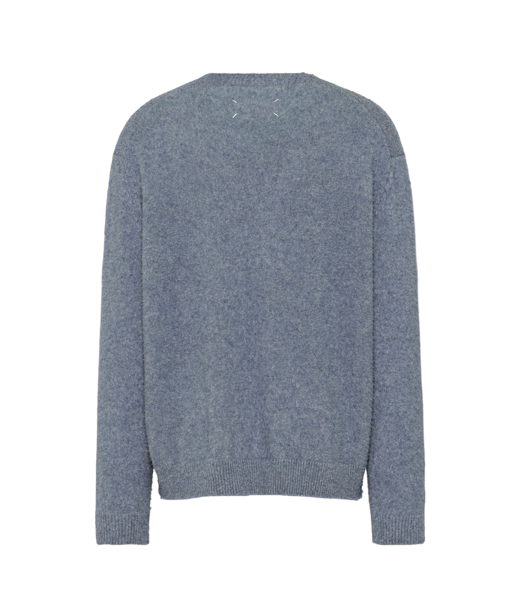 Maison Margiela Pile Knit Sweater Man Blue Jeans In Blue