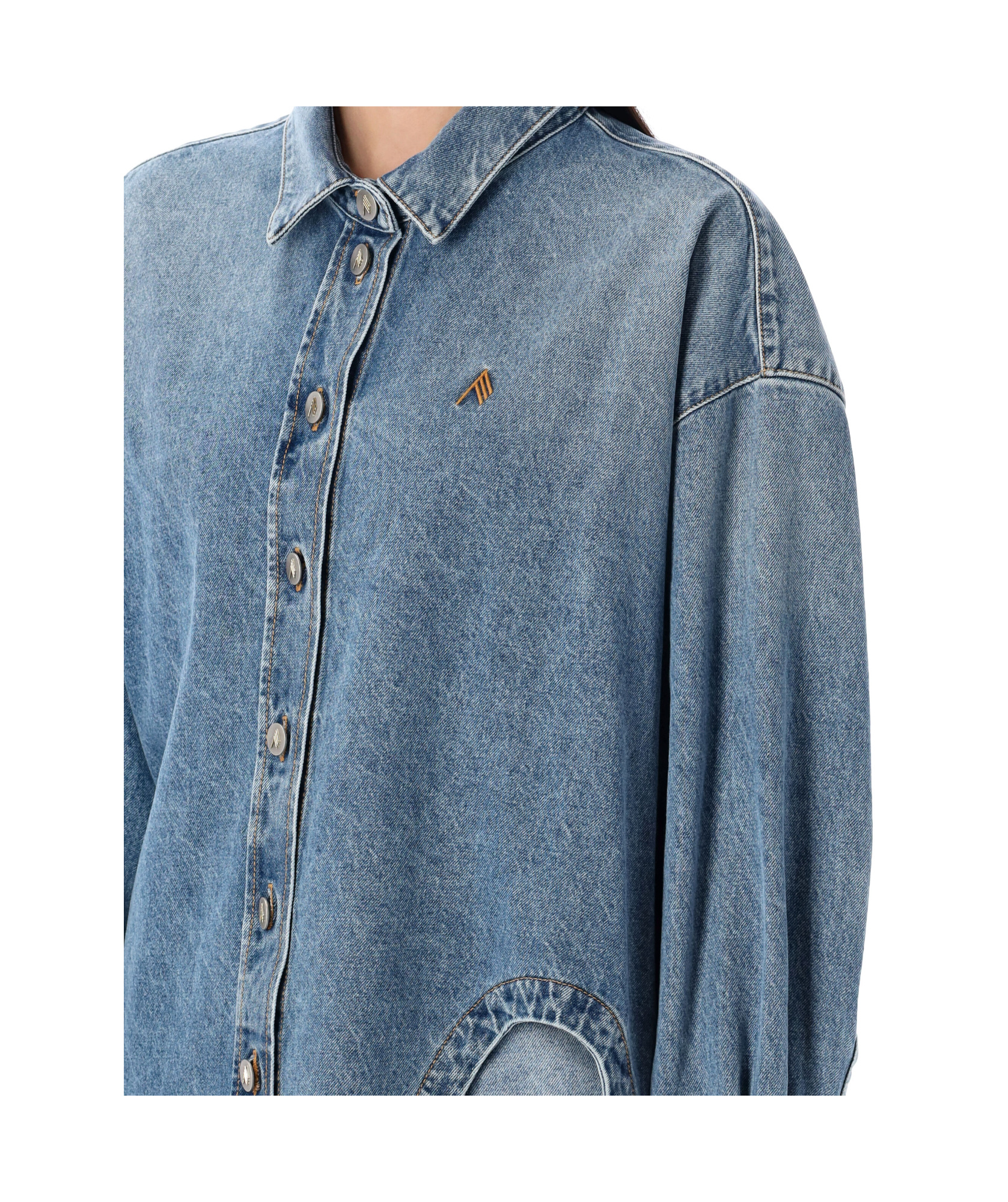 Attico Diana Denim Shirt Long Sleeves In Blue