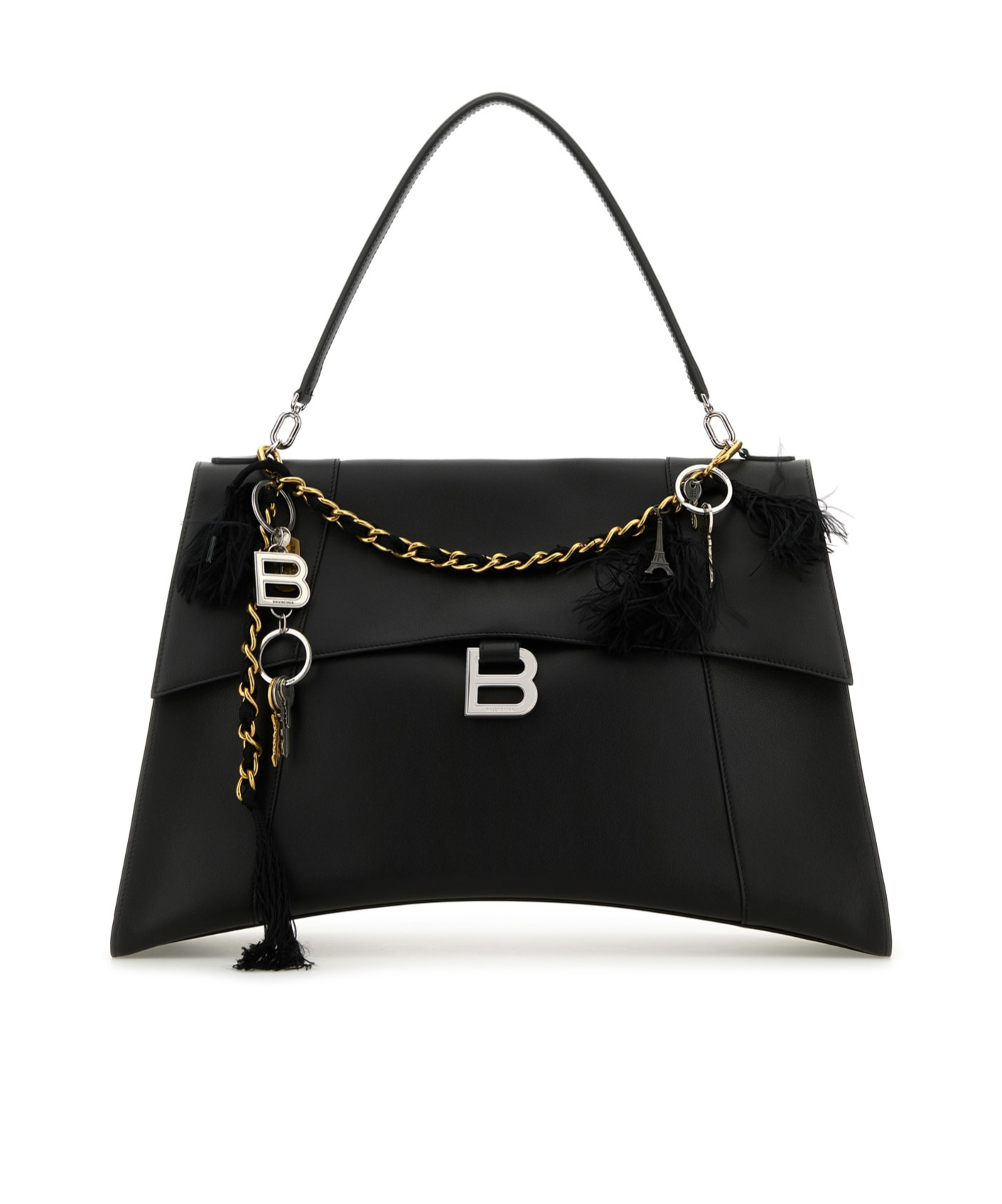 Balenciaga Charm Detailed Top Handle Bag In Black