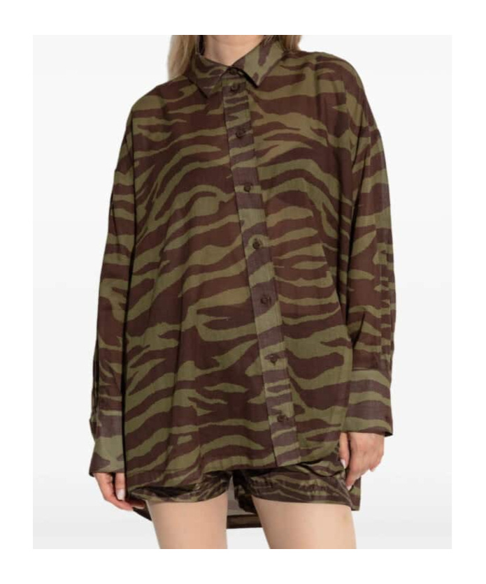 Attico Long Sleeve Shirt In Animal Print