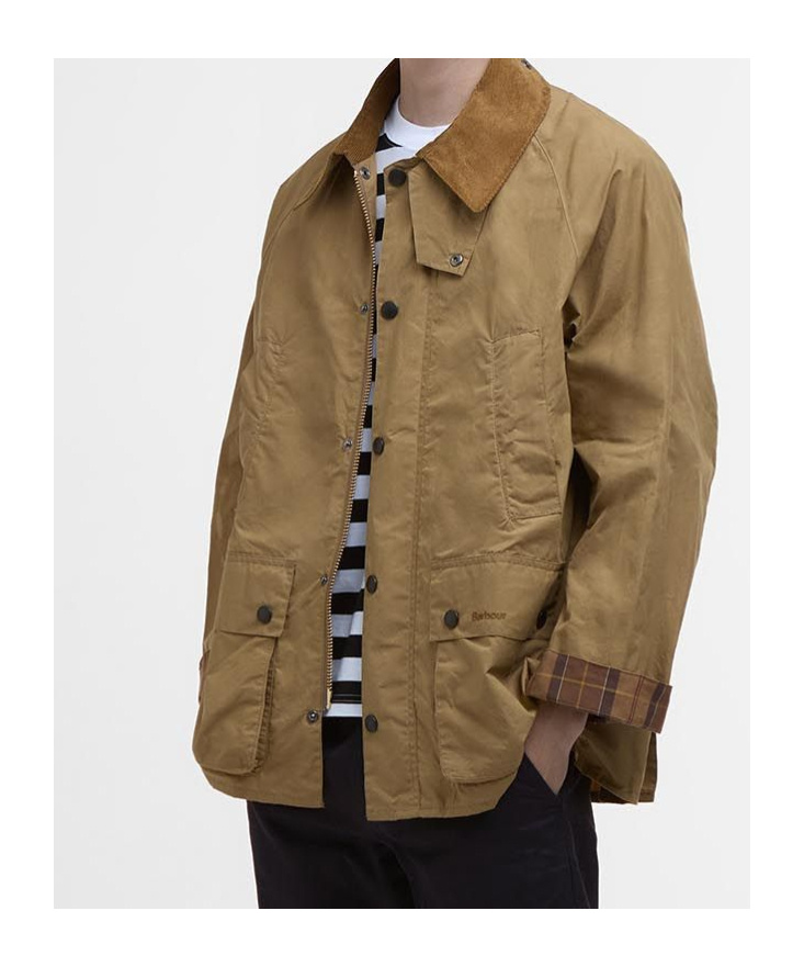 Shop Barbour Oversized Bedale Casual Jacket In Golden Khaki