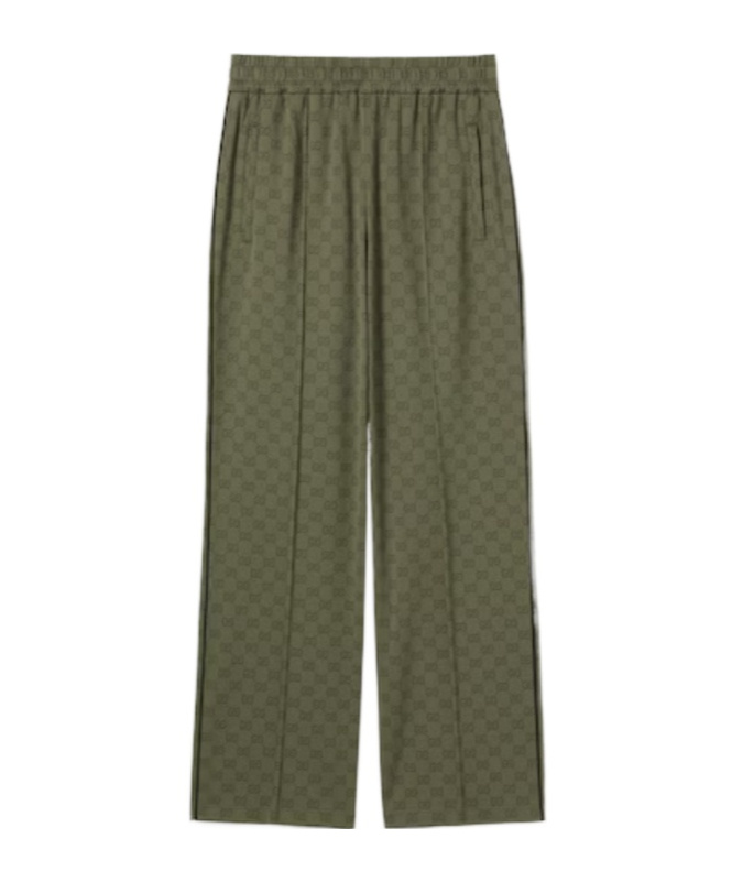 Gucci Gg Jersey Jacquard Pant In Green