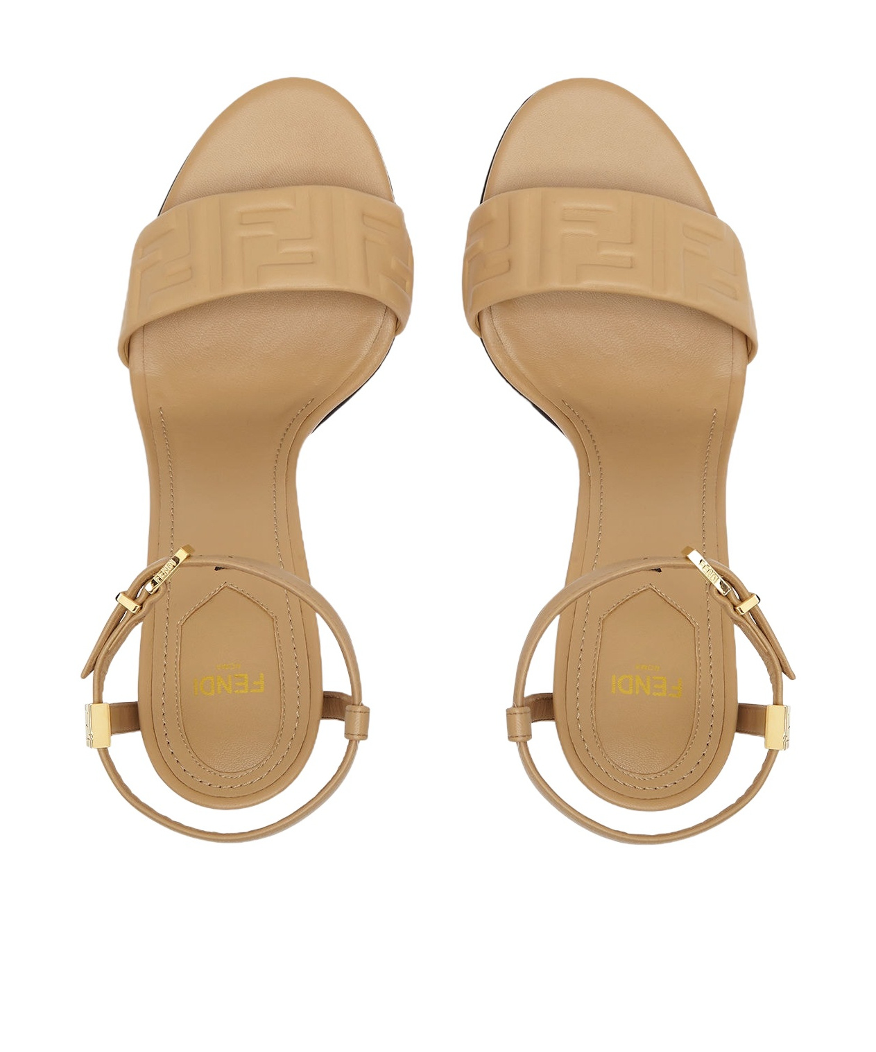 Fendi Delfina Sandals In Camel Leather In Nude