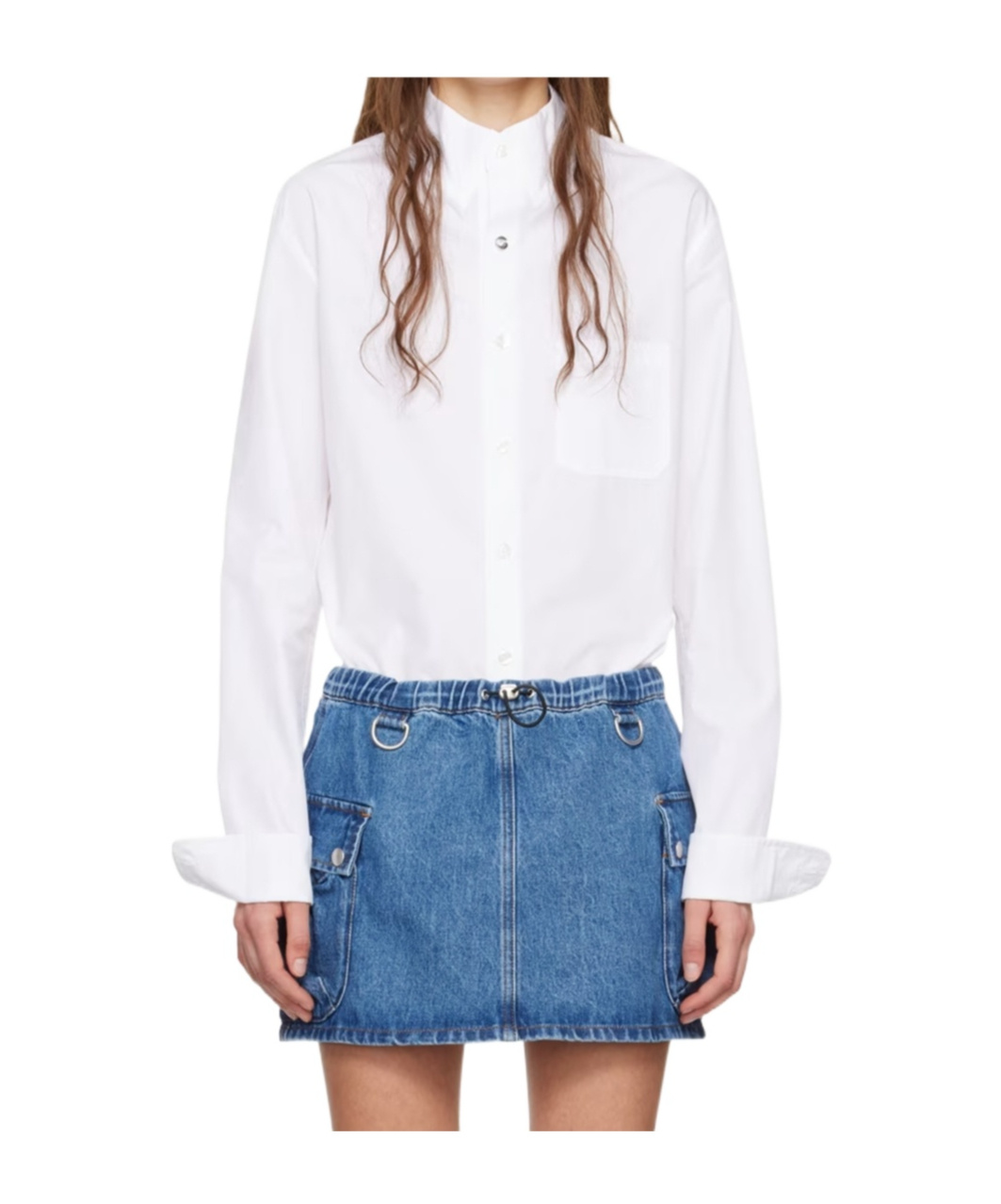 Coperni Denim Skirt With Frontal Logo Patch In Blue