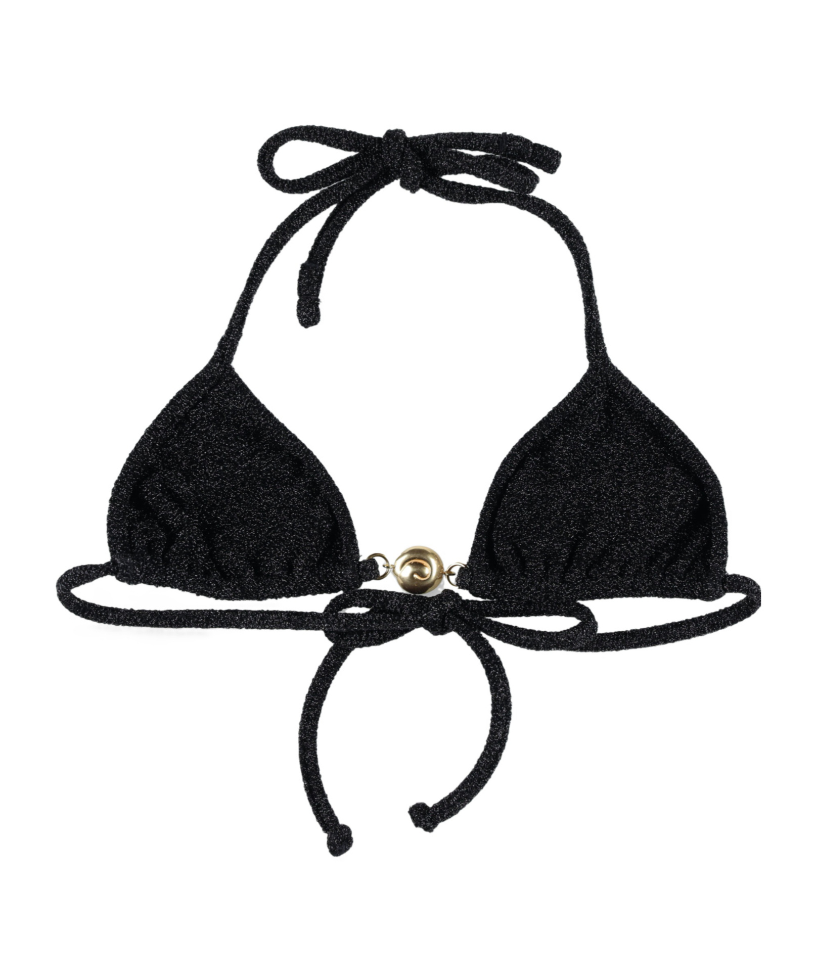 Reina Olga Gold Halter Neck Triangle Top In Black