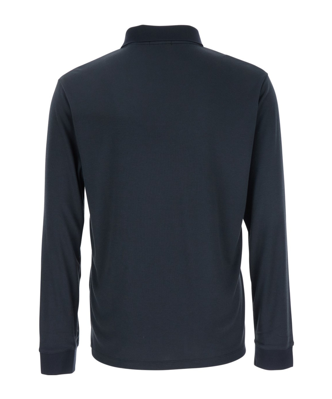 Theory 'goris' Blue Polo Shirt With Classic Collar And Long Sleeves In Black