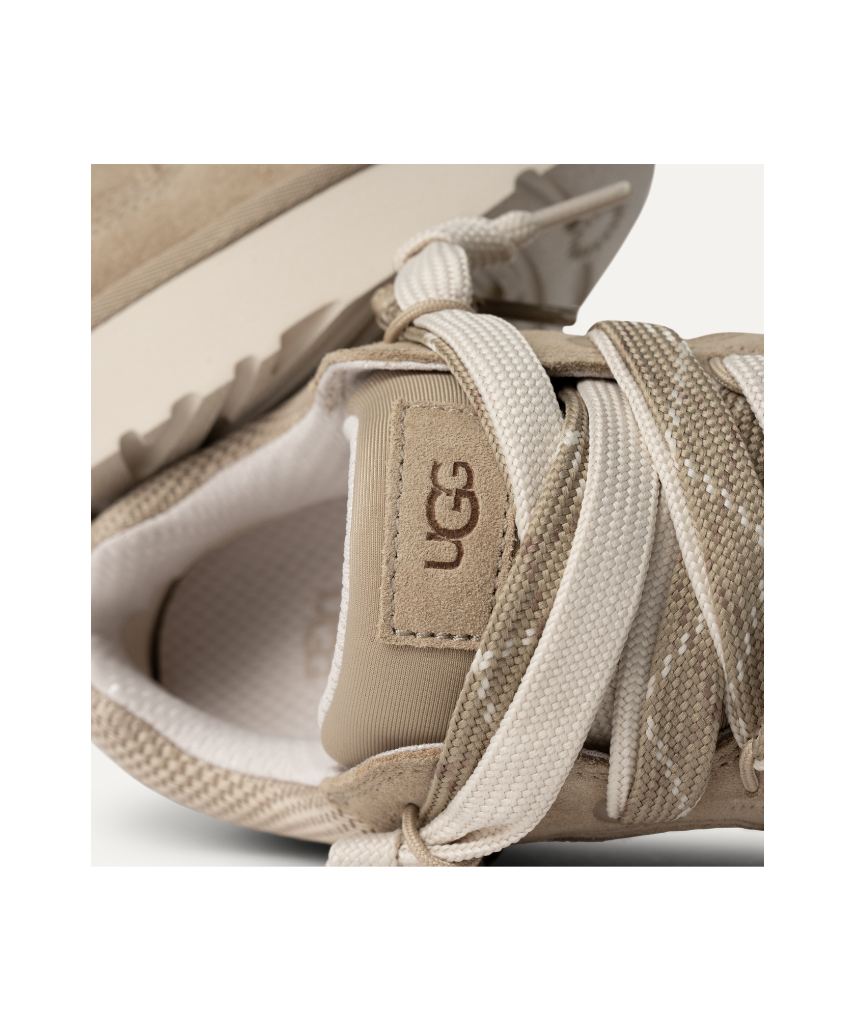 Ugg Lo Lowmel Beige Sneakers With Mesh Inserts And Logo On The Side In Suede Man In Multi