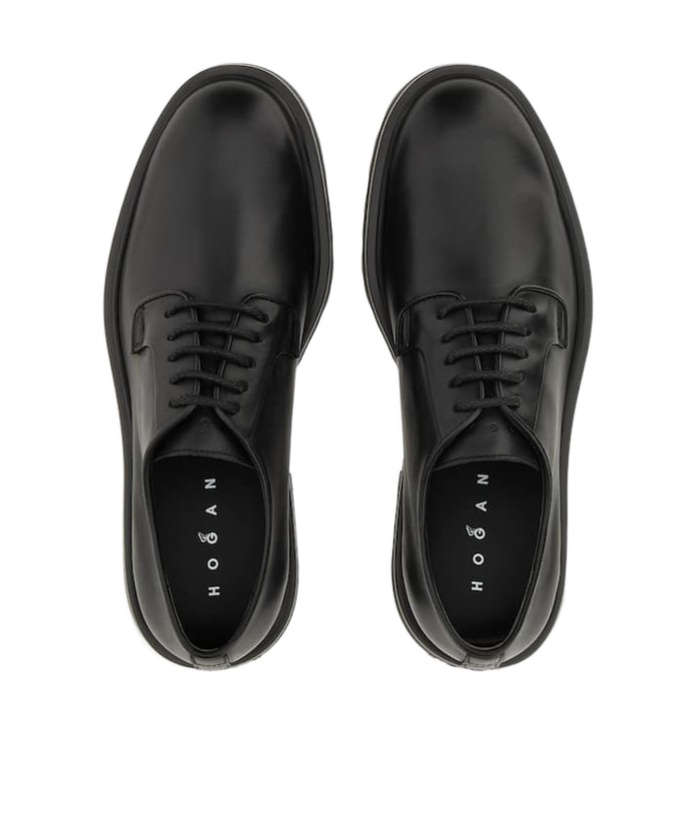 Hogan Chunky Sole Round Toe Derby Shoes In Black