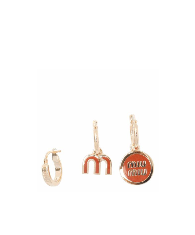 Miu Miu Three-piece Logo Earring Set In Yellow