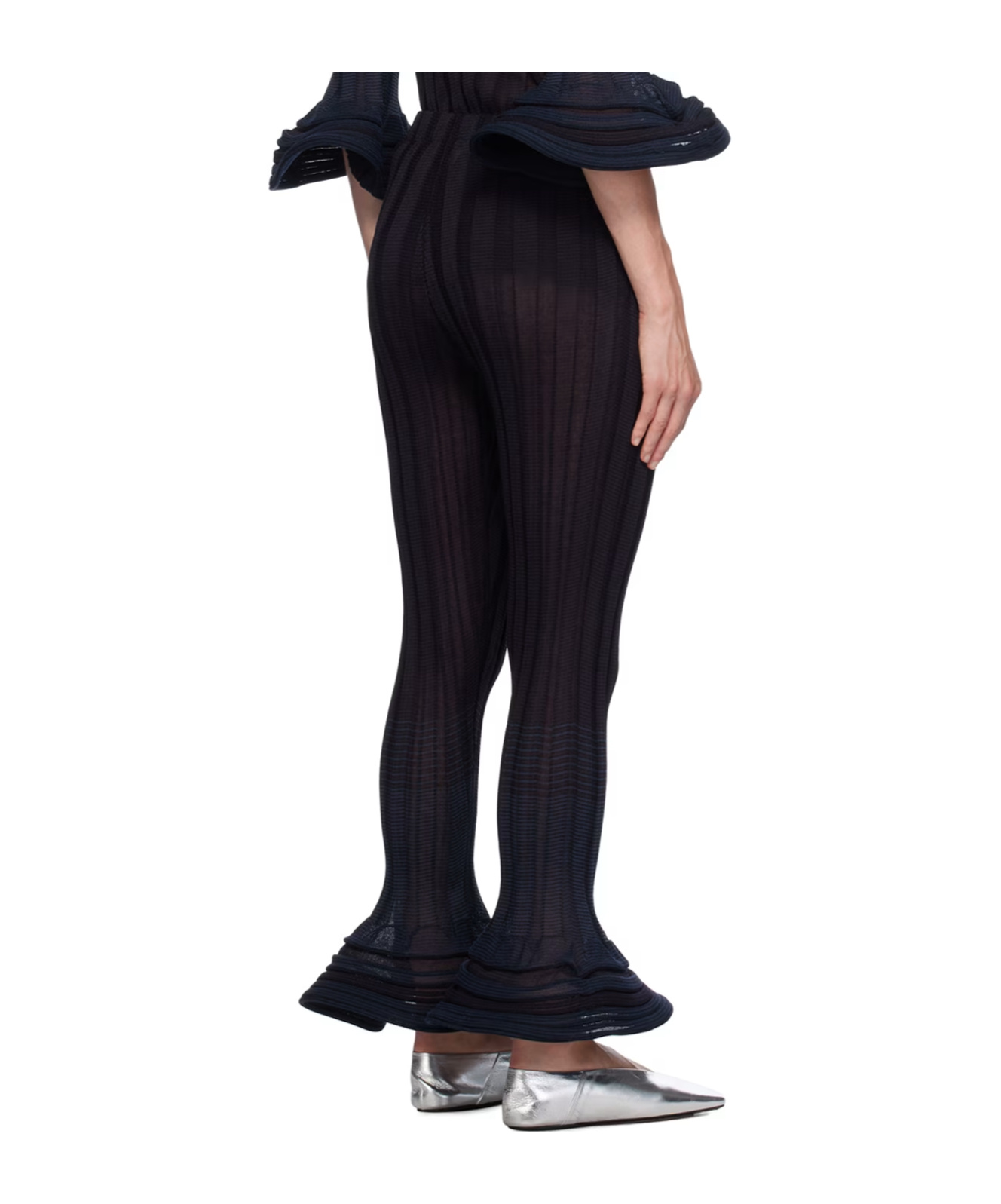 Issey Miyake Asagao Jacquard Striped Casual Pants In Black
